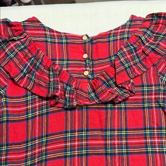H&M Red Plaid Flannel Girls Dress with Ruffle Collar. Size 9/10. - Picture 4 of 10
